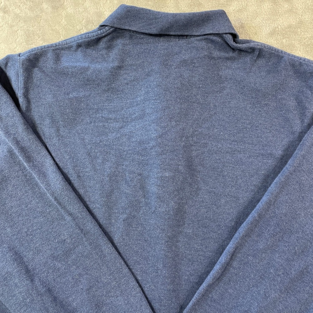 Polo Ralph Lauren  Pique Shirt Mens Large Blue Long Sleeve Preppy Casual Office - Picture 7 of 9